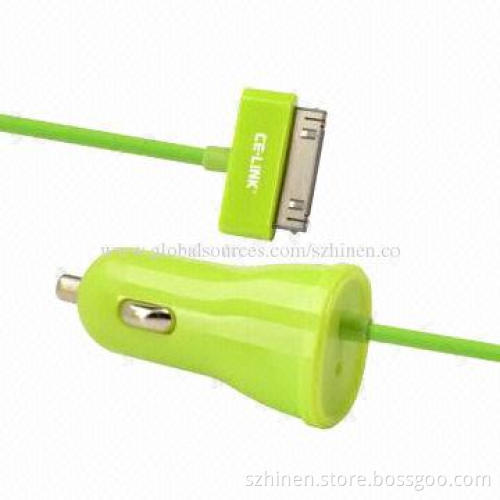 Car Charger, 5V/1A Output with 30-pin Connector, Which Can Relay on Apple 30-pin Connector for Power